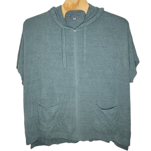 Barefoot Dreams 2X Blue‎ Spruce Cozychic Ultra Lite Short Sleeve Zip Up Hoodie - Picture 1 of 6